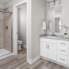 Spacious bathrooms with everything you need a bathroom with a glass shower