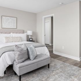 Sleep in style a bedroom with a bed and lamps